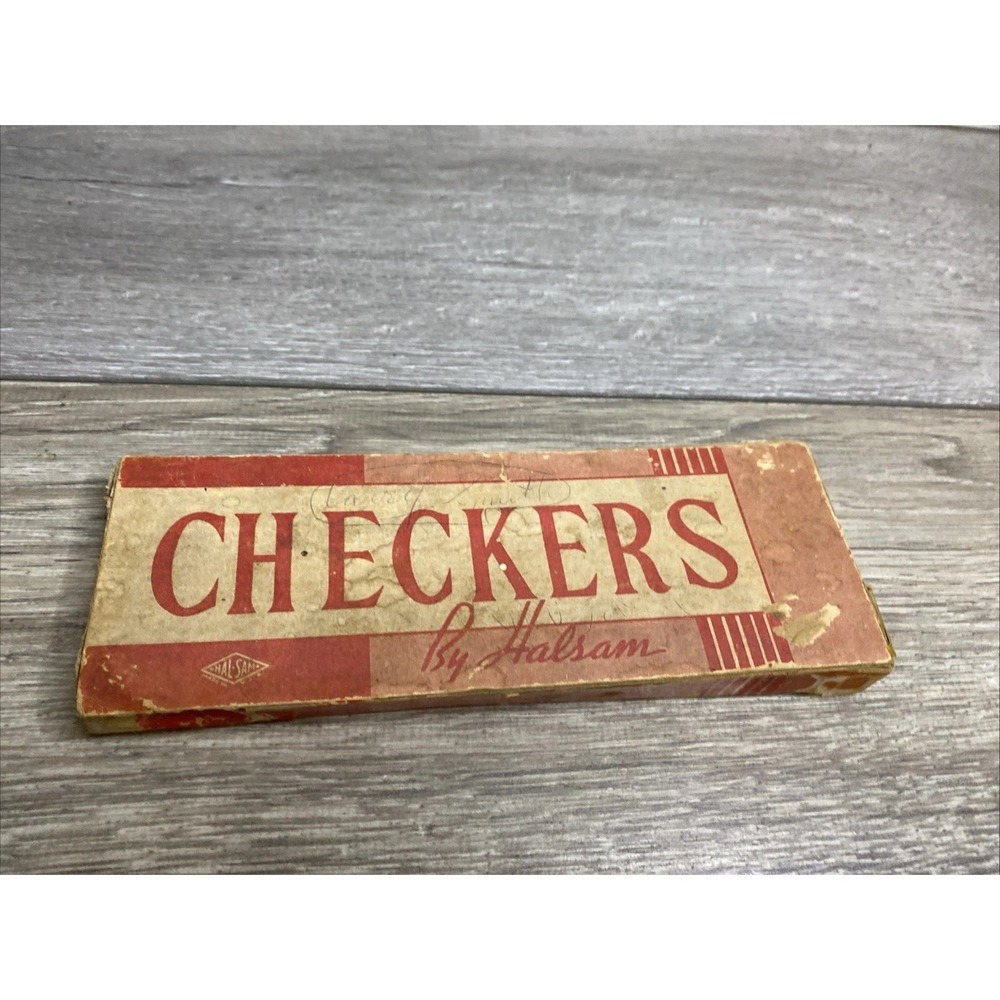 Halsam VTG Wood Checkers in Original Box‎ Made USA
